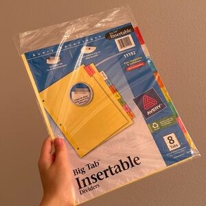 🔥10/$15 Avery Big Tab Insertable Dividers - Yellow with Multicolor Tabs